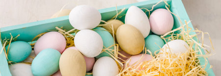 Chocolate easter eggs in little wooden box