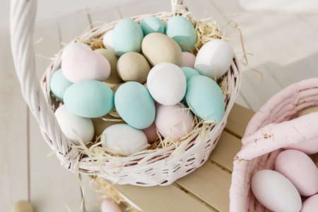 Easter eggs on wooden background