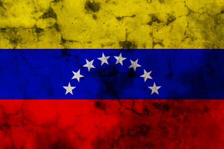 dirty weathered flag of Venezuela, paper texturedの写真素材