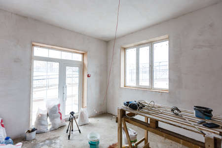 construction office, repair in a new office buildingの写真素材