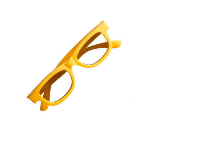 yellow Eye Glasses Isolated on Whiteの写真素材