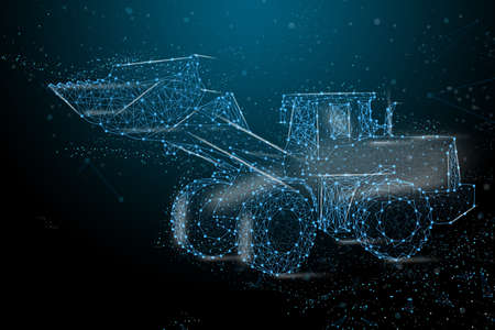 Tractor of the particles. tractor consists of small circles consisting of points, lines, and shapes, stars business.の写真素材