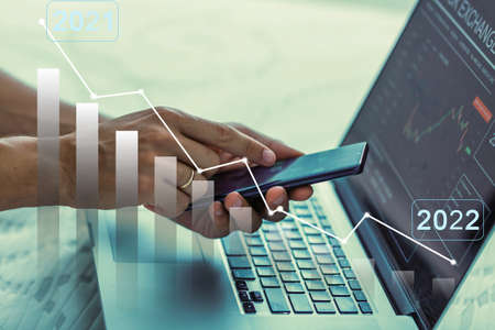 mans hand holding a growth chart. Analysis conceptの写真素材