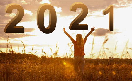 2021 Happy New Year Silhouette of Number Newyear concept