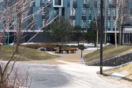 Courtyard of an apartment building. the courtyard of a residential building.の写真素材