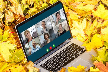Group Friends Video Chat Connection Conceptの写真素材