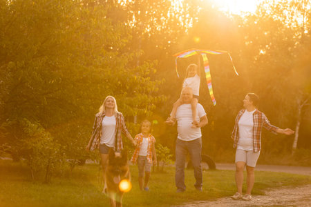 Multi Generation Family On Countryside Walk