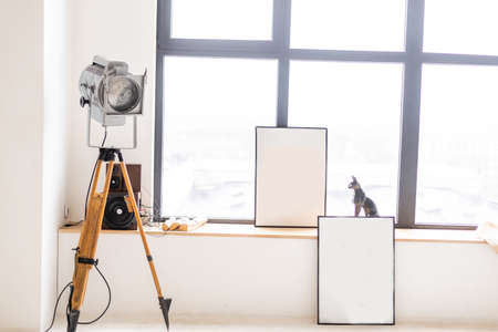 Blank Mock Up Canvas. empty canvasesの写真素材