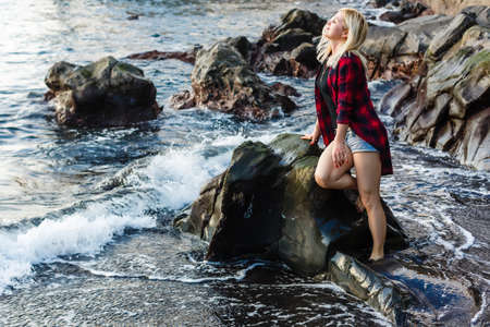 Atlantic ocean wild coast, Tenerife, Canary islands, Spainの写真素材