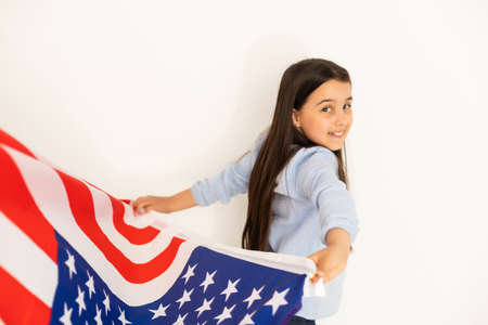 little girl celebrating us independence dayの写真素材