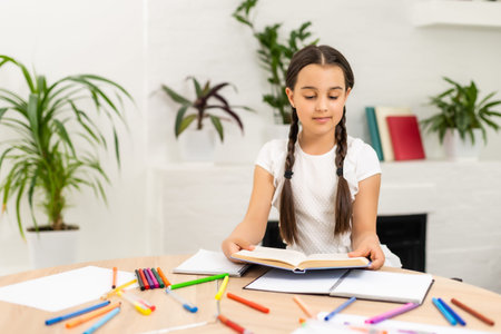 Close-up portrait of her she nice attractive pretty small little cheerful long-haired girl sitting...