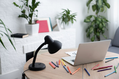 Online Class Using Video Conference On Laptopの写真素材