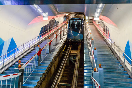 train funicular in the mountainsのeditorial素材