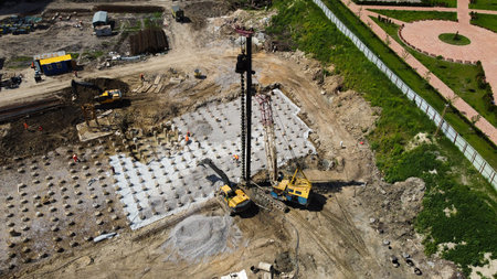 Aerial Photo Busy Industrial Construction Site