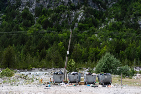 garbage on the mountain, Theti National park in Albania.