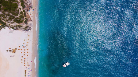 View of Gjipe beach, Albaniaの写真素材