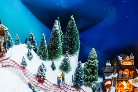 Winter Country decorated for new year and christmas holidays, dream factory decor