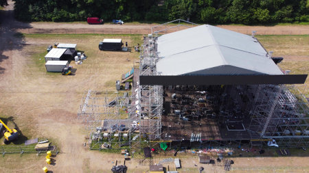 outdoor stage steel structure settingの写真素材
