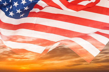 American flag background with empty space for textの写真素材