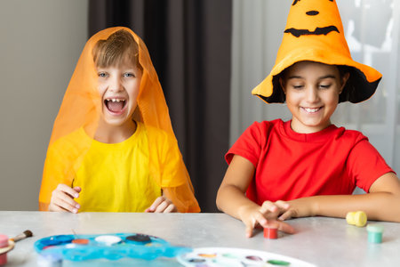 Cute little girl having fun for Halloweenの写真素材