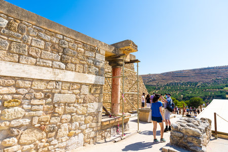 Top view of ruins of Knossos Palace in Crete, Heraklion, Greeceのeditorial素材