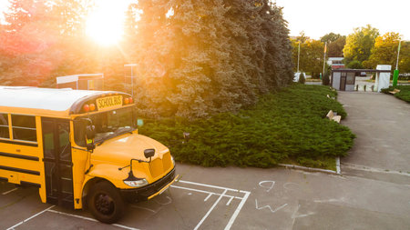 school bus in the schoolyard
