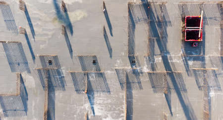 Construction Site and Construction Equipment Aerial Photoの写真素材