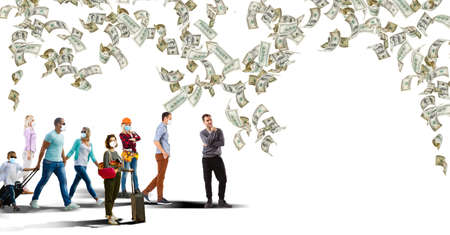 people wearing masks isolated on white backgroundの写真素材