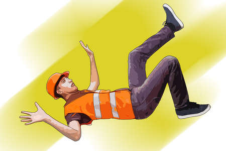 Worker. Repairman, cheerful character. icon.の写真素材