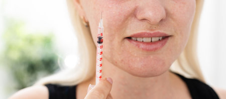 Bio-revitalization of the face and neck. The fight against the signs of aging and skin pigmentation.の写真素材