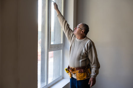 Installation of window in the office. window customizerの写真素材