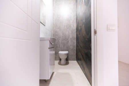 White ceiling in the office. White ceiling can reflect light well. The right light at work. Abstract empty white interior space office. copy space.の写真素材