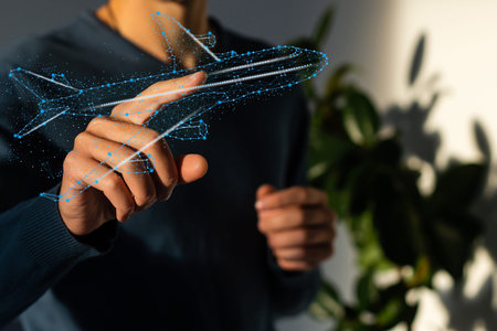businessman hand pressing button with contact on virtual screens as concept