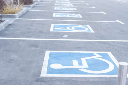 Handicapped Symbol Painted on a Parking Spotの写真素材