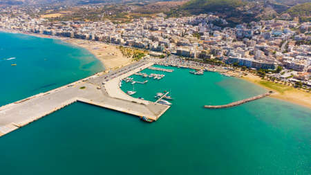 Old venetian harbor in Rethymno, Crete, Greeceの写真素材