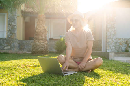 Woman working comfortably in summerの写真素材