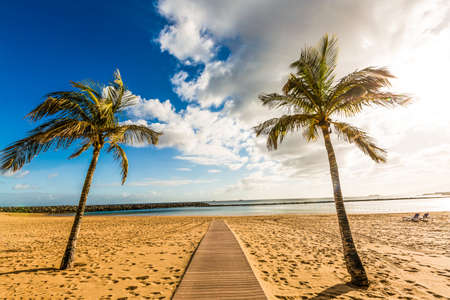 beautiful white sand beachの写真素材