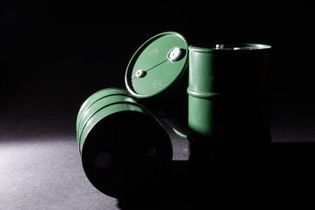 tin barrels digitally generated, canister, aluminium cask, petroleum storage packagingの写真素材