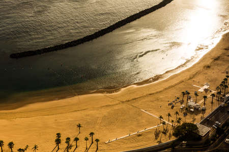 Famous beach and ocean lagoon Playa de las Teresitas,Tenerife, Canary islands, Spainの写真素材