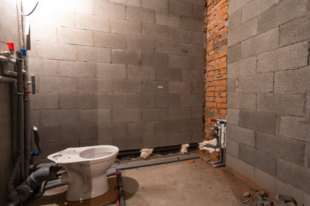 House Renovation of a Bathroom. plumbing and toilet.の写真素材