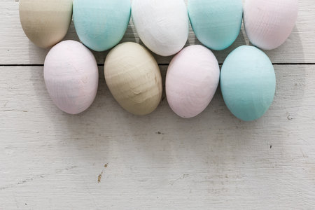 Easter eggs in pastel colorsの写真素材