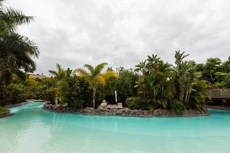 TENERIFE ISLAND, SPAIN - January 9: Siam Park on January 9, 2020 in Tenerife, Spain. Siam Park, the water kingdom theme park with water attractions in Europeのeditorial素材
