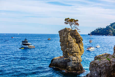 Sea and stone, coast of Liguria.の写真素材