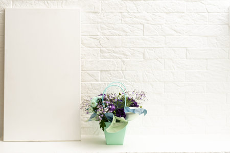 purple bouquet of roses and chrysanthemums. white background