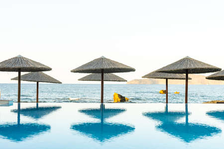 swimming pool in a hotelの写真素材