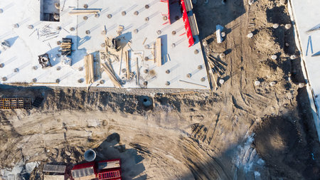 Construction Site and Construction Equipment Aerial Photo