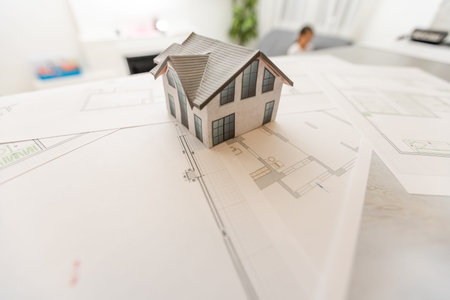 house in construction - project, house layoutの写真素材