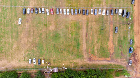 car parking in the field during the concert.の写真素材