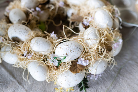 Bird nest of eggs for easter