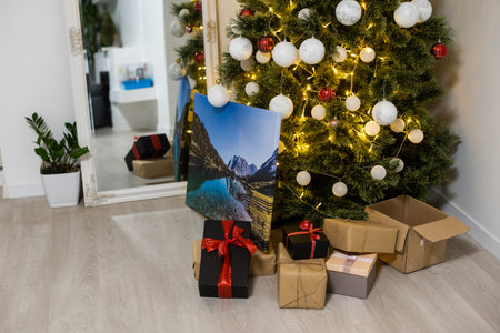 Christmas holiday with canvas as a gift